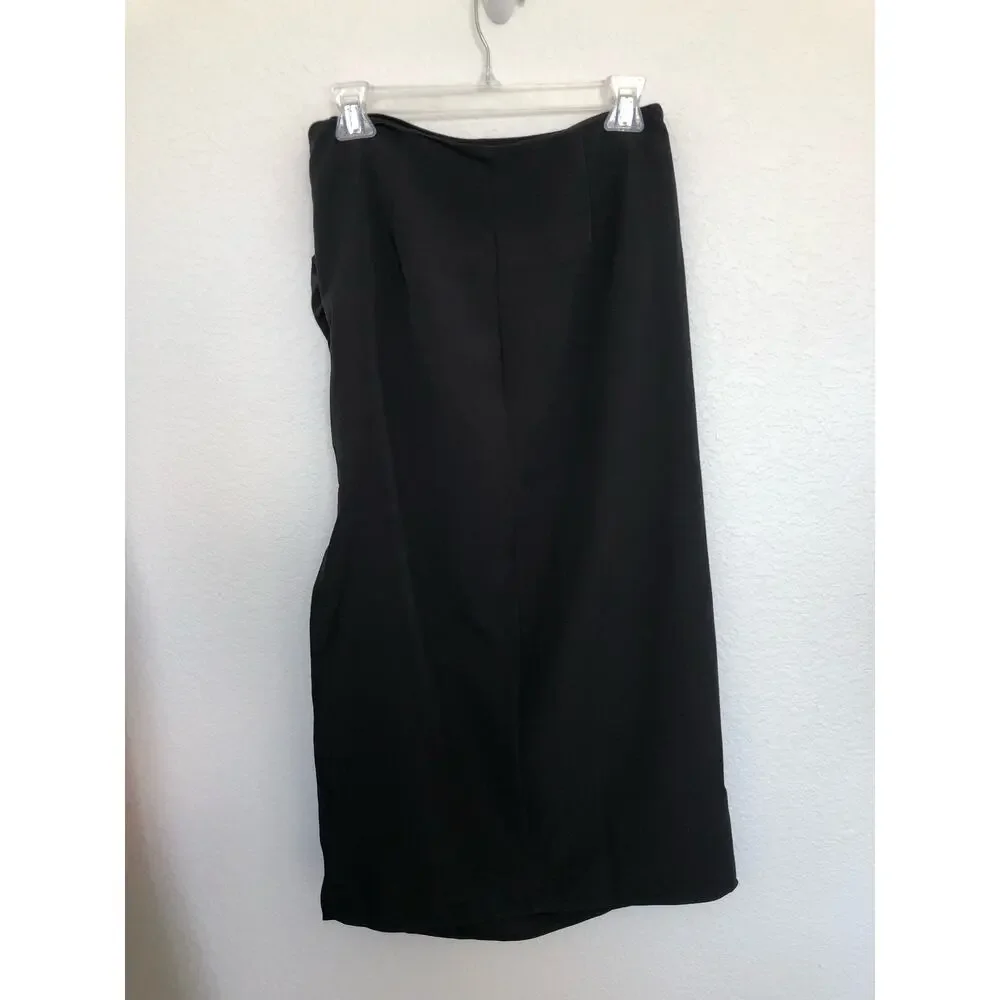 Commense Black Lightweight Ruched Midi Skirt - M - Picture 3 of 6